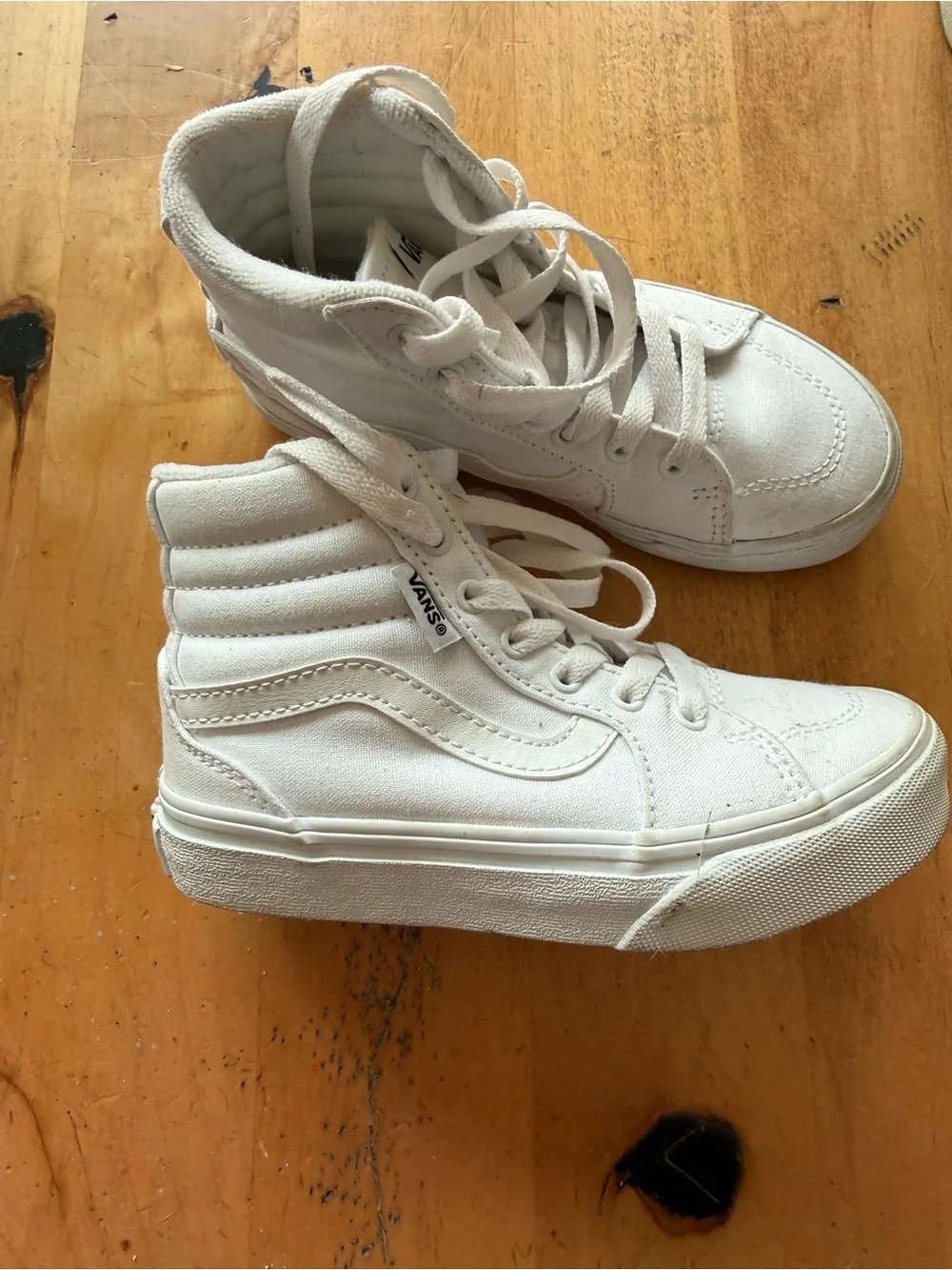 Vans Kids White High-Top Canvas Sneakers little girls 11.5